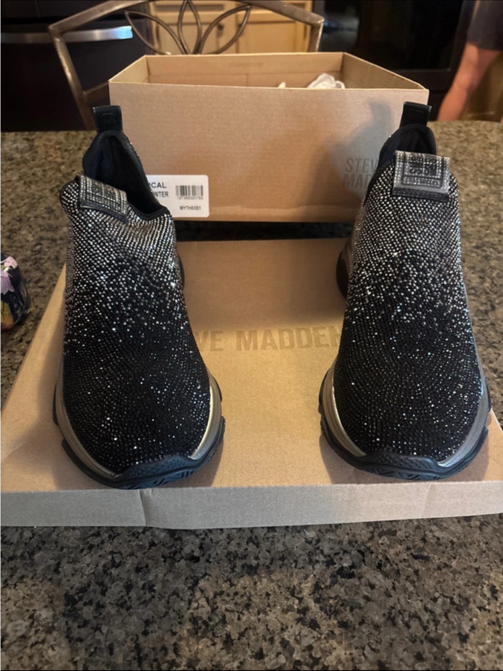 Steve Madden Women’s Black Sparkle Slip-On Sneakers